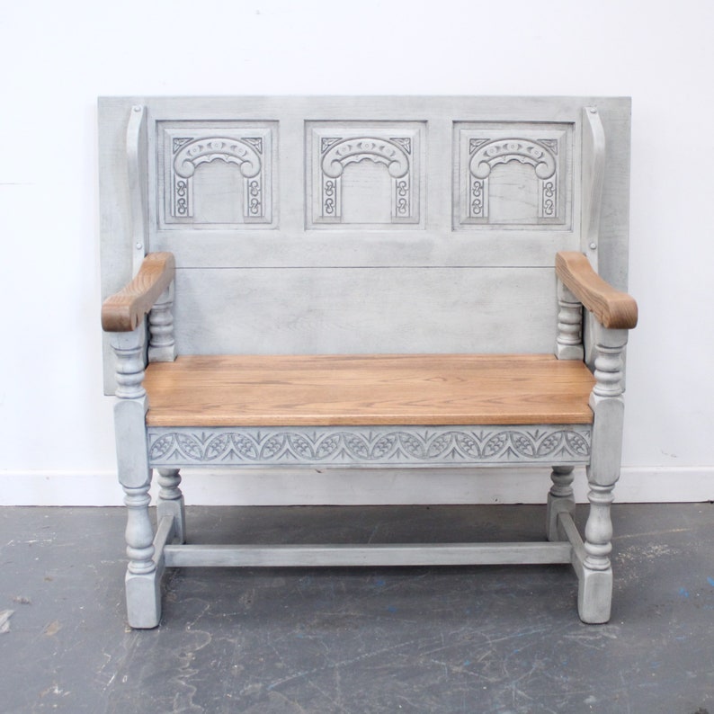 Painted Oak Monks Bench Etsy