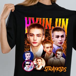 Camiseta unisex de manga corta retro Y2k de Kiwi Buzz Cut Hyunjin de Stray Kids Bootleg