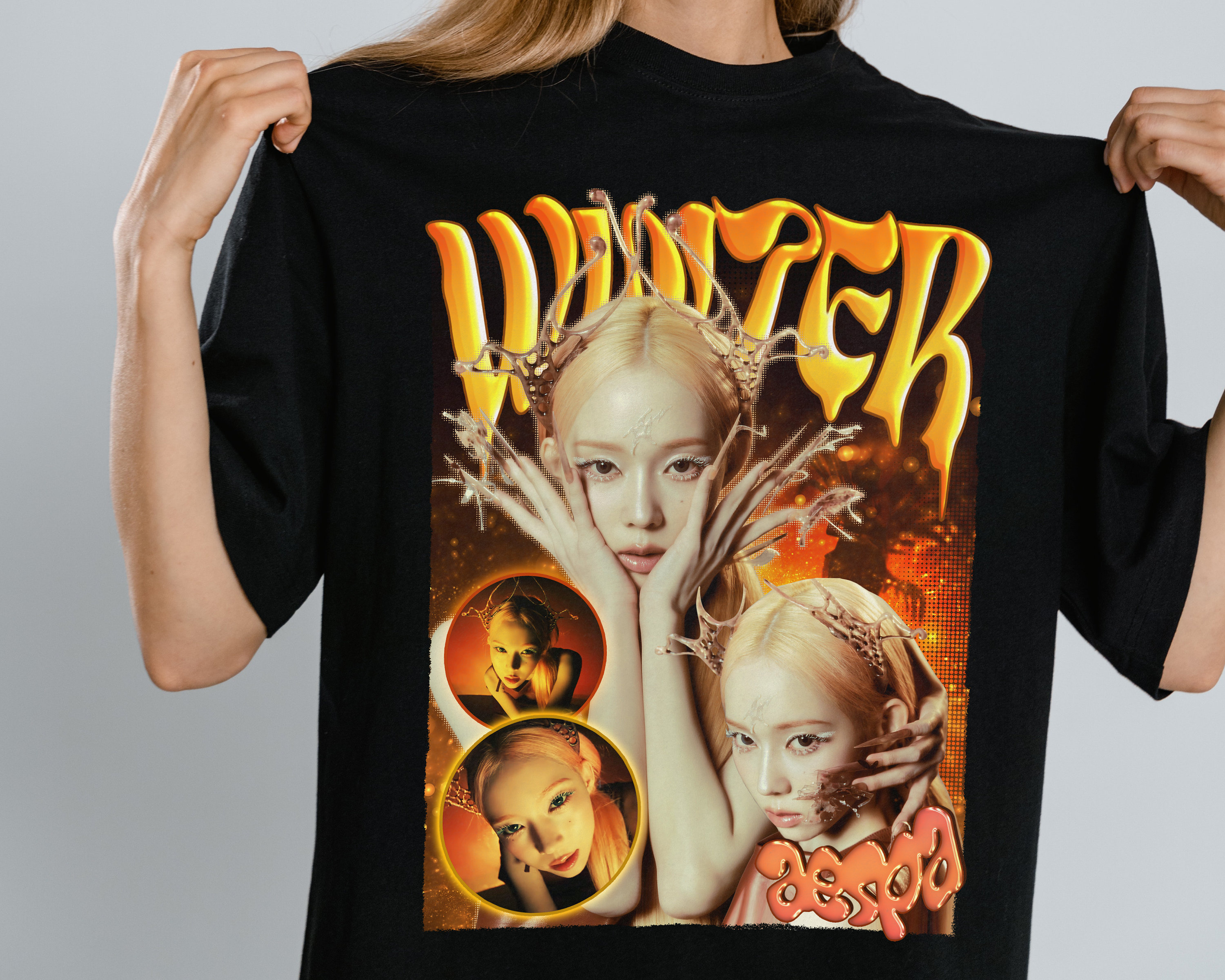 aespa winterビンテージ風 Tシャツ Winter Aespa Retro KPOP Merch T-Shirt