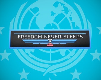 Helldivers 2 Sticker - Freedom Never Sleeps - 6 inch matte finish vinyl sticker