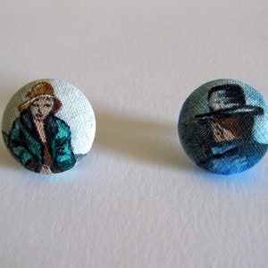 Hand-painted fabric "HOPPER" earrings