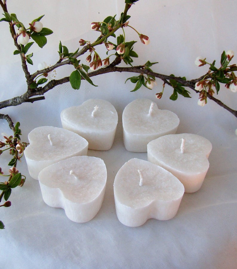 6 Floating Candle Hearts Wedding Candle White Candle Wedding Etsy