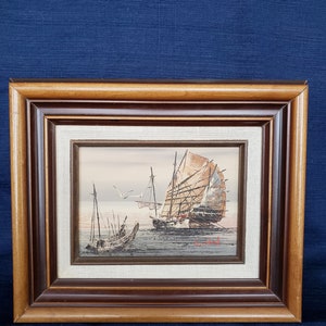 Painting-C. Chan Signed, Original Oil - Sailboats