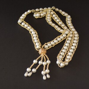 Jewelry-SKU#93/Necklace-Vintage Faux Pearl Necklace Gold Tone