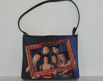 Handbags/Purses-Vintage Friends Bling Picture Frame Purse-Blue & Black