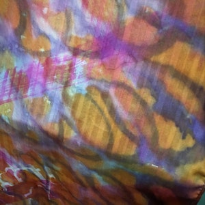 Striped silk freehand painted scarf