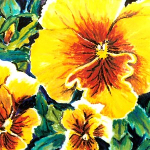 Viooltje bloemplaat cottage bloemen, geel, bloemen, tuinman Geschenkenkaart, gift card tuinman, bloem print, gele print, kaarten uit Ierland