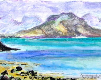 Connemara, Ireland, Co Galway, irish landscape, irish prints, irish decor, cards from Ireland, Jane Dunn, irish art, coast, sea,