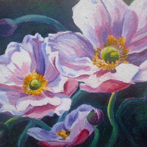 Anemone,  Irish flower card, jane dunn artist, irish flowers, cards from ireland, flowers of ireland, cottage, cards to frame, pink flowers