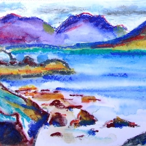 Connemara, Co Galway, Ireland, irish landscape cards, irish prints, irish decor, cards from Ireland, Jane Dunn, irish art, coast, sea,