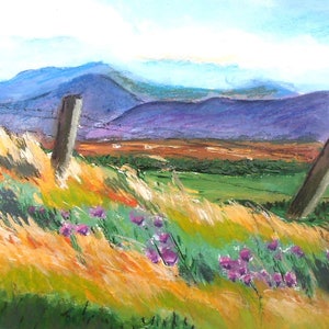 De Bangor à Belmullet, impression de décor irlandaise, paysage irlandais, peinture irlandaise, voie atlantique sauvage, carte cadeau, cartes d’Irlande,