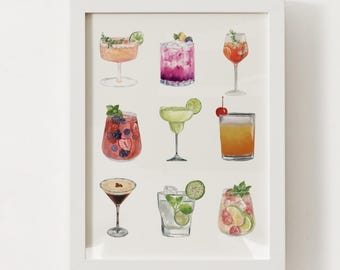 Watercolor Cocktail Print | Vibrant Drink Wall Art, Home Bar Decor (Digital Download)