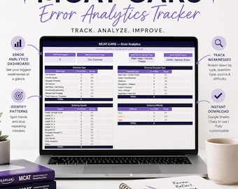 MCAT CARS Error Tracker, Incorrect Answer Log, Excel Spreadsheet, MCAT Prep, Digital Download, Premed