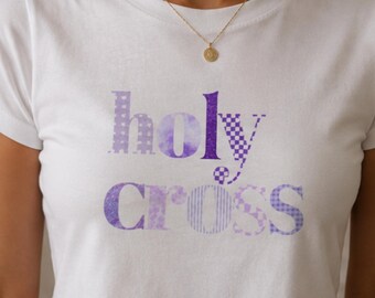 Holy Cross Women's Baby Tee | Crusaders Tailgate T Shirt | Purple Merch
