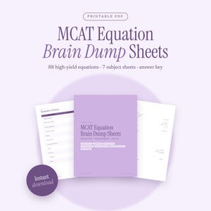MCAT Equation Brain Dump Sheets: 88 High-Yield Equations, Active Recall Printable & Answer Key