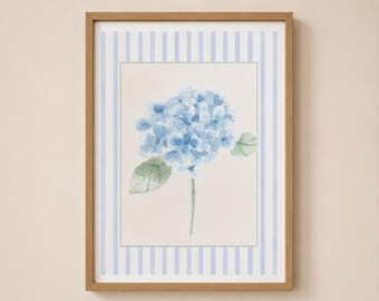 Blue Hydrangea Poster, Coastal Wall Art, Blue College Dorm Decor