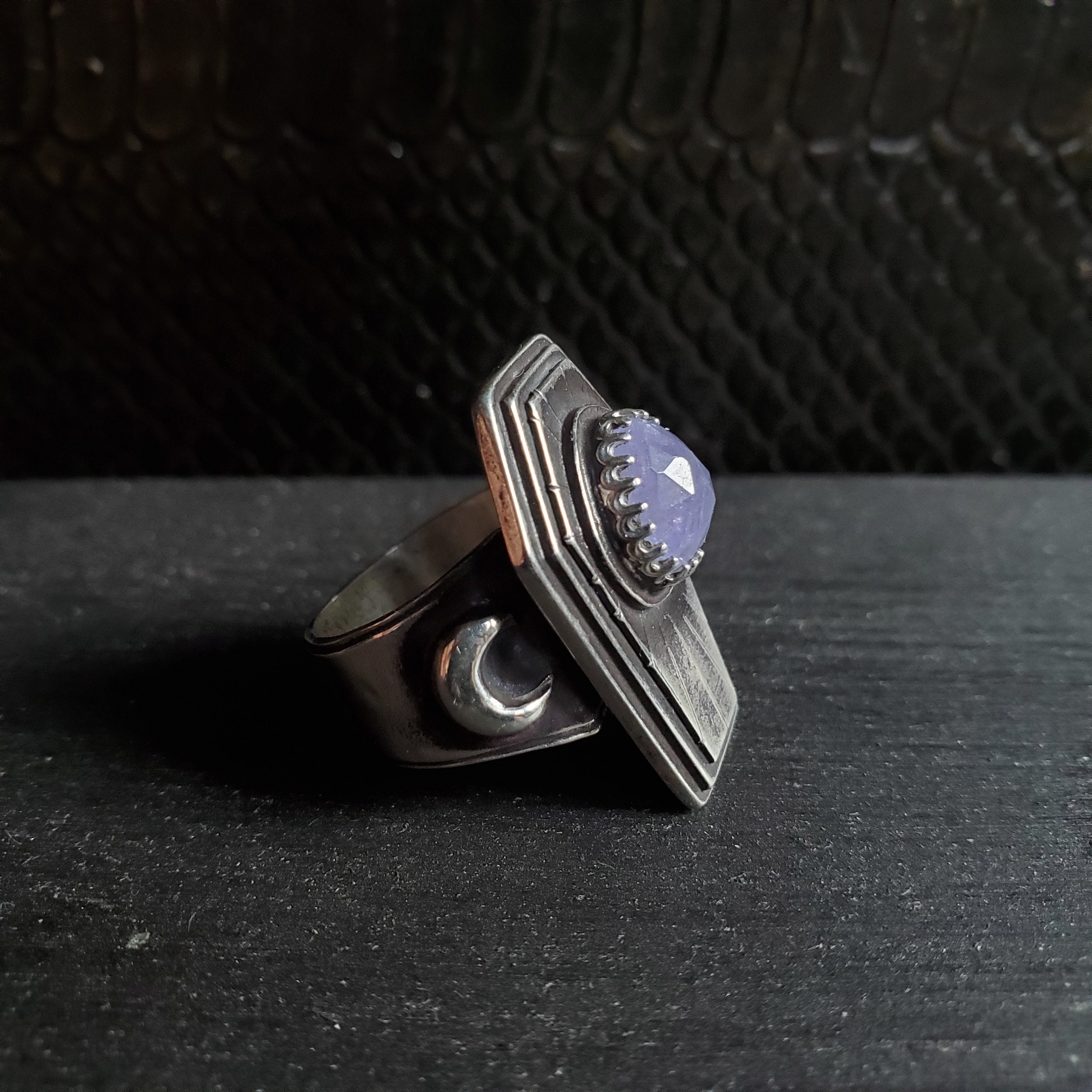 Coffin Stone Ring 925 Silver Solid Sterling Women Black Onyx Gift Jewelry Rings