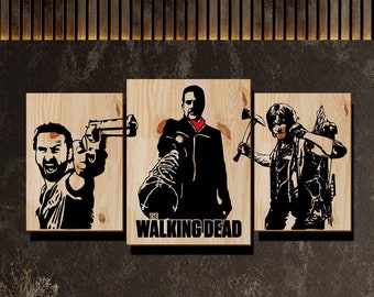 Walking dead Tableaux, Décoration murale, Déco, Rick, Daryl, Negan, Bois, Personnalisable