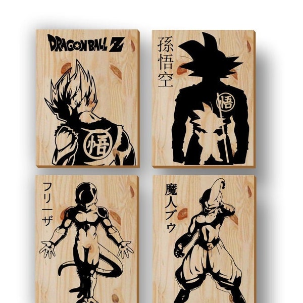 Tableaux dragon ball z,  personnalisable, tableaux bois , goku, buu, freezer, décoration murale, cadeaux