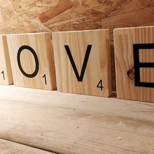 Letters wood scrabble, wall decoration, giant wooden letters