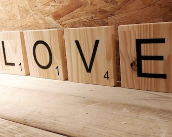 Scrabble wooden letters, wall decoration, giant wooden letters