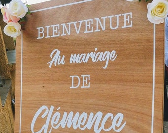 Panneau de bienvenue en bois personnalisable, panneau mariage, Pancarte de bienvenue mariage,  welcome sign for wedding