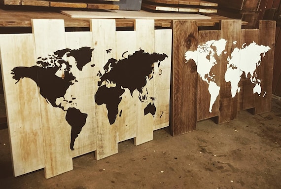 Tableau Carte Du Monde Bois Mappemonde Palette Carte Du Etsy