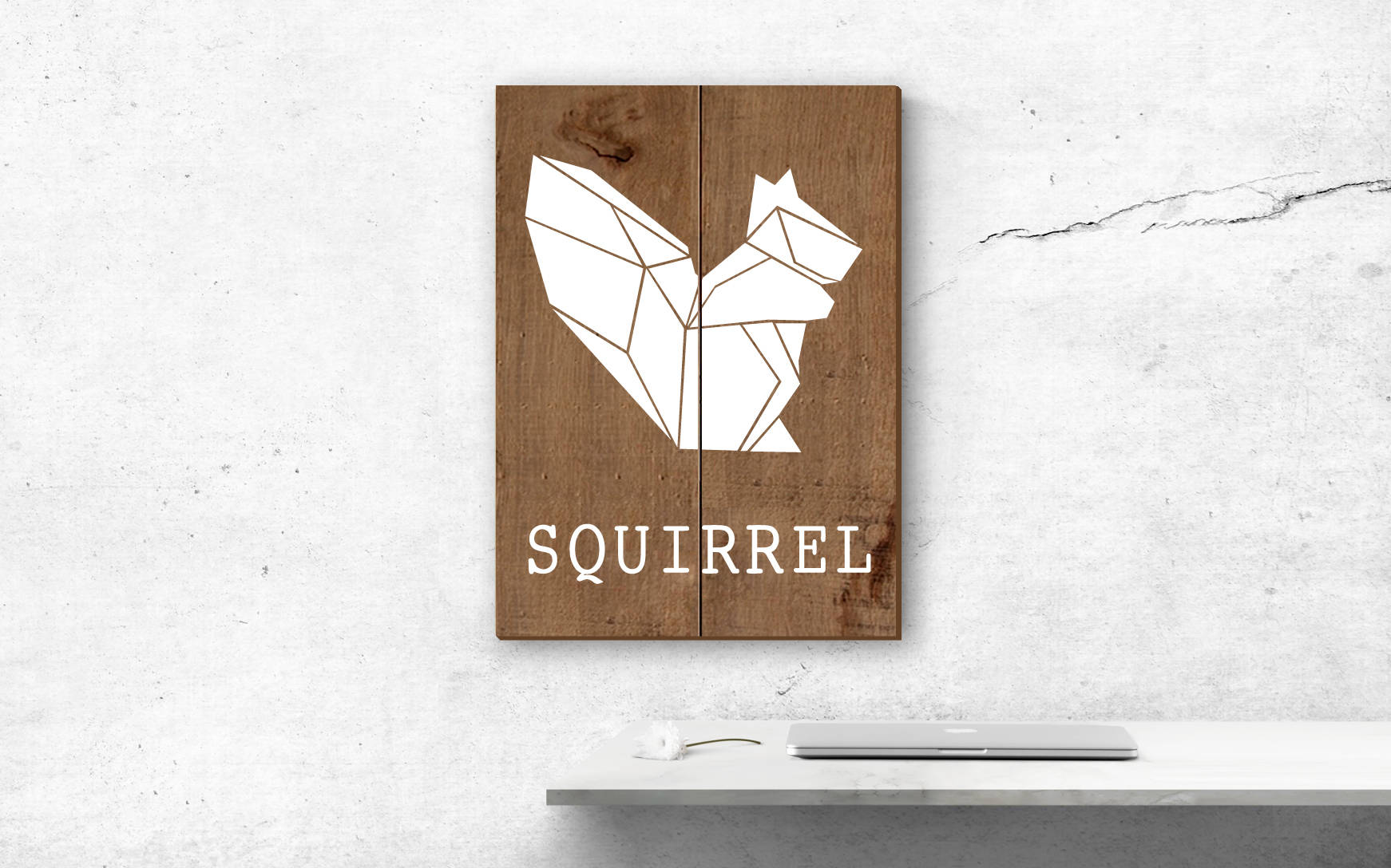 Tableau Animal, Tableau Géométrique, Bois , Écureuil, Squirrel, Décoration Murale, Origami