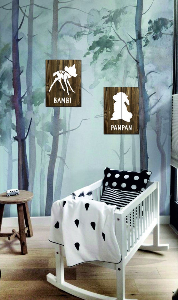Tableau enfant personalisable, bambi, tableau chambre enfant, tableau bois  , lapin, disney ,décoration murale, bébé