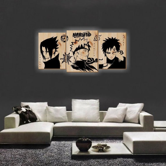 Tableaux Naruto, personnalisable, tableaux bois, gaara, sasuke, manga,  décoration murale, cadeaux
