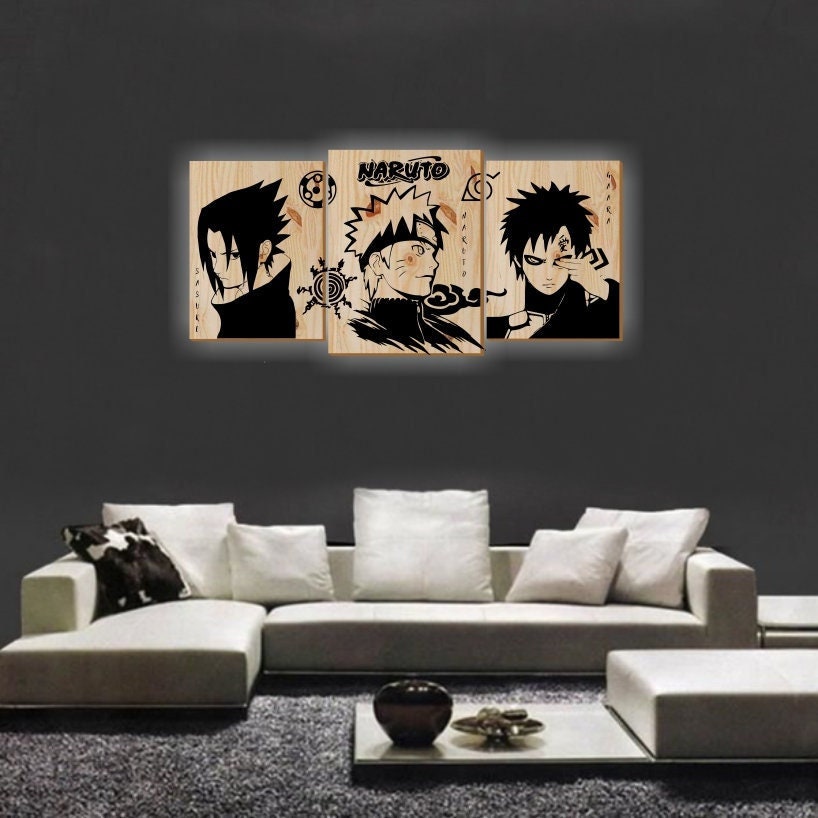 Tableaux Naruto, Personnalisable, Tableaux Bois, Gaara, Sasuke, Manga, Décoration Murale, Cadeaux