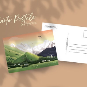 Carte Postale, illustration des Pyrénées : Béarn, Vallée d'Aspe, Lescun, Vallée d'Ossau, Oloron à collectionner