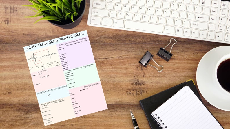 NCLEX Cheat Sheet &amp; Practice Sheet - Etsy