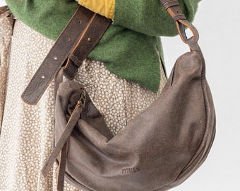Slouchy leather Bag  Leather Hobo Bag Handmade Leather Banana Bag