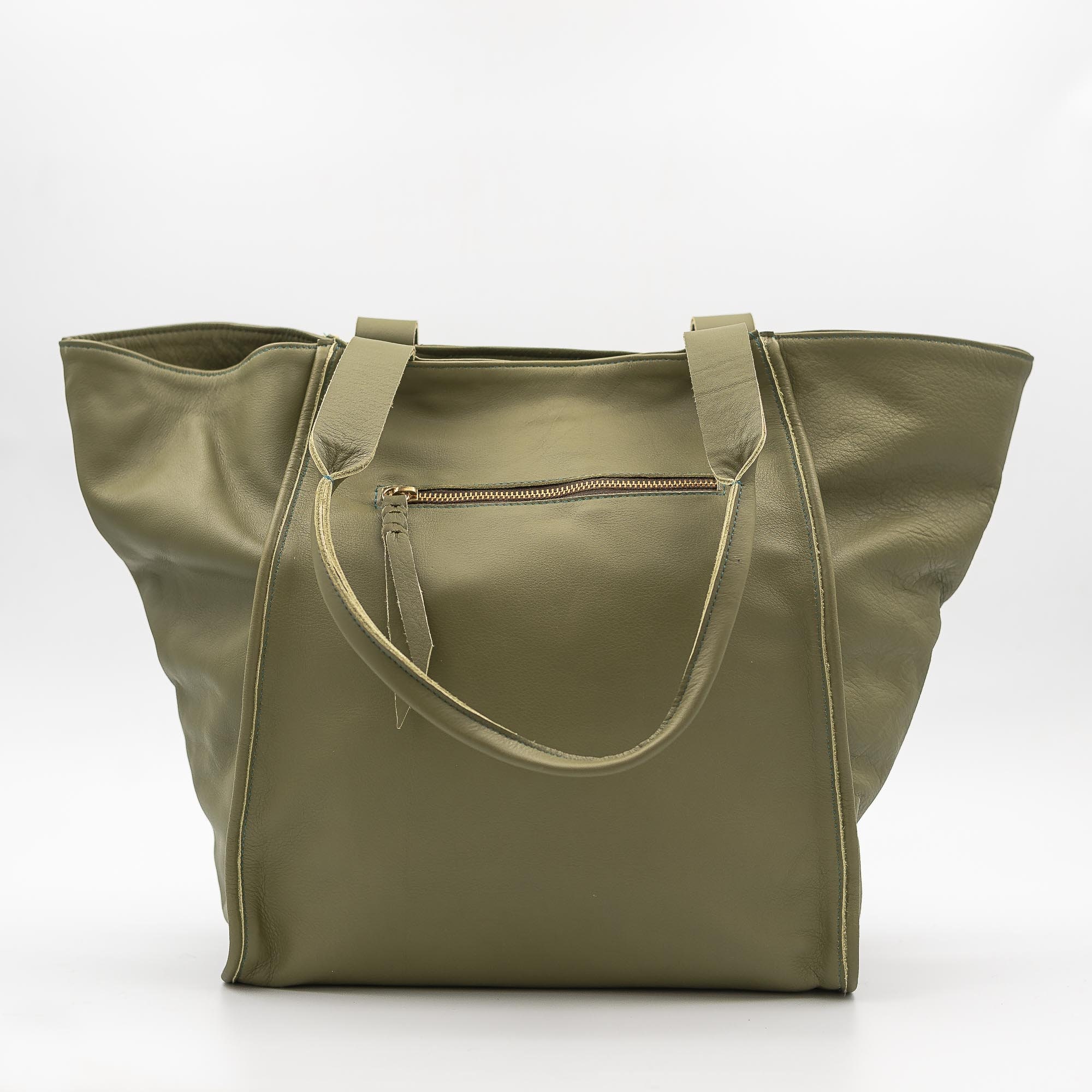 Leather tote handbag women Olive Green soft distressed large Etsy