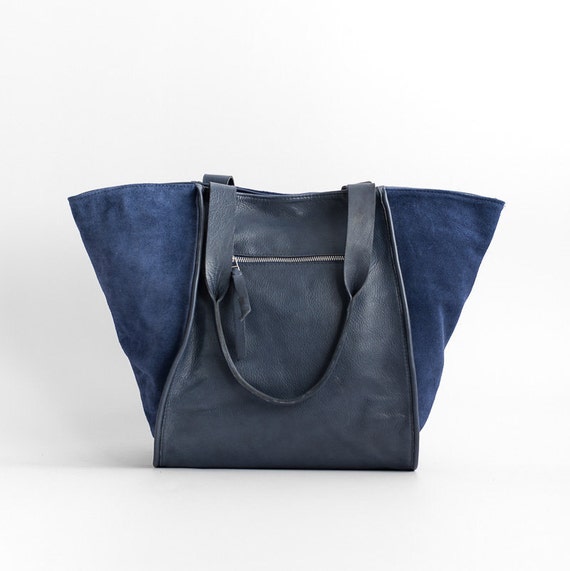 navy blue leather tote handbags