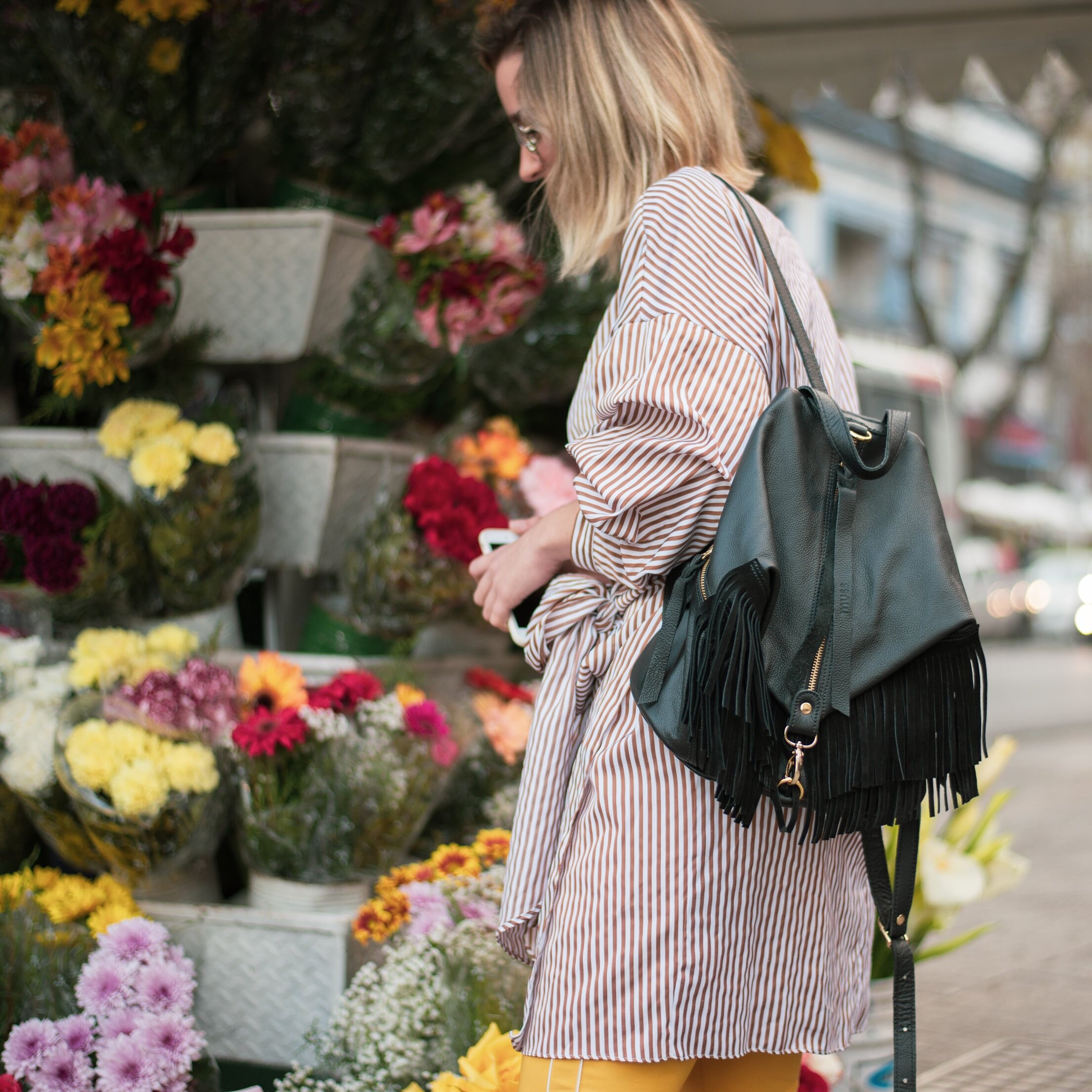 Fringe leather backpack purse Woman Black leather backpack Etsy