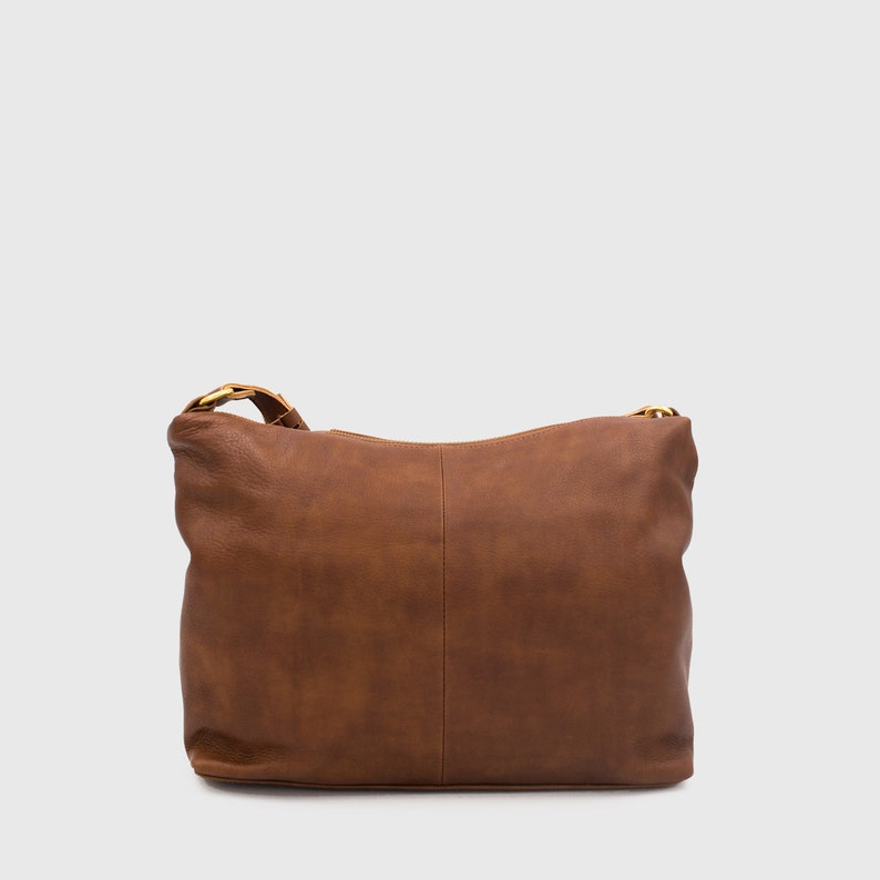 Zipper Leather Crossbody Bag Distressed Leather Satchel Etsy