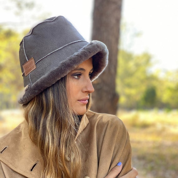 Winter Bucket Hat Woman Shearling Reversible Bucket Christmas Gift