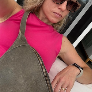 Leather Fanny pack Olive Green Leather Belt bag Crossbody