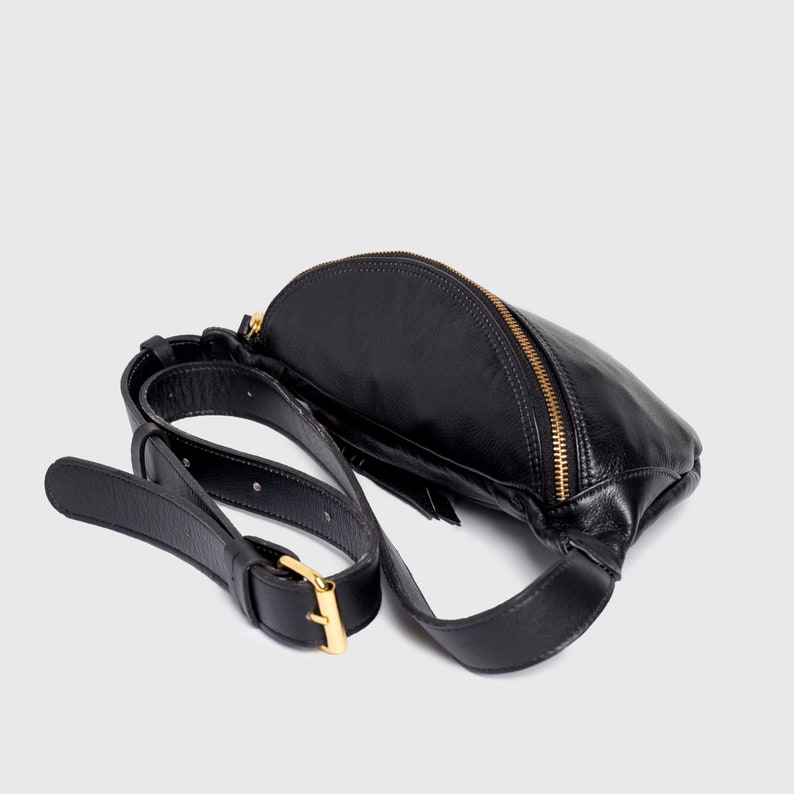 Leather Fanny pack in silk napa Leather Belt bag Crossbody zdjęcie 4