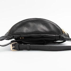 Leather Fanny pack in silk napa Leather Belt bag Crossbody zdjęcie 3