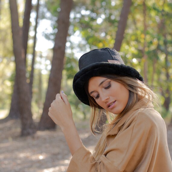 Bucket Hat Woman Reversible Black 