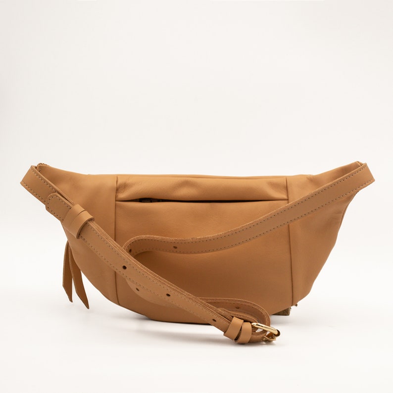 Leather Fanny pack in silk napa Leather Belt bag Crossbody zdjęcie 10