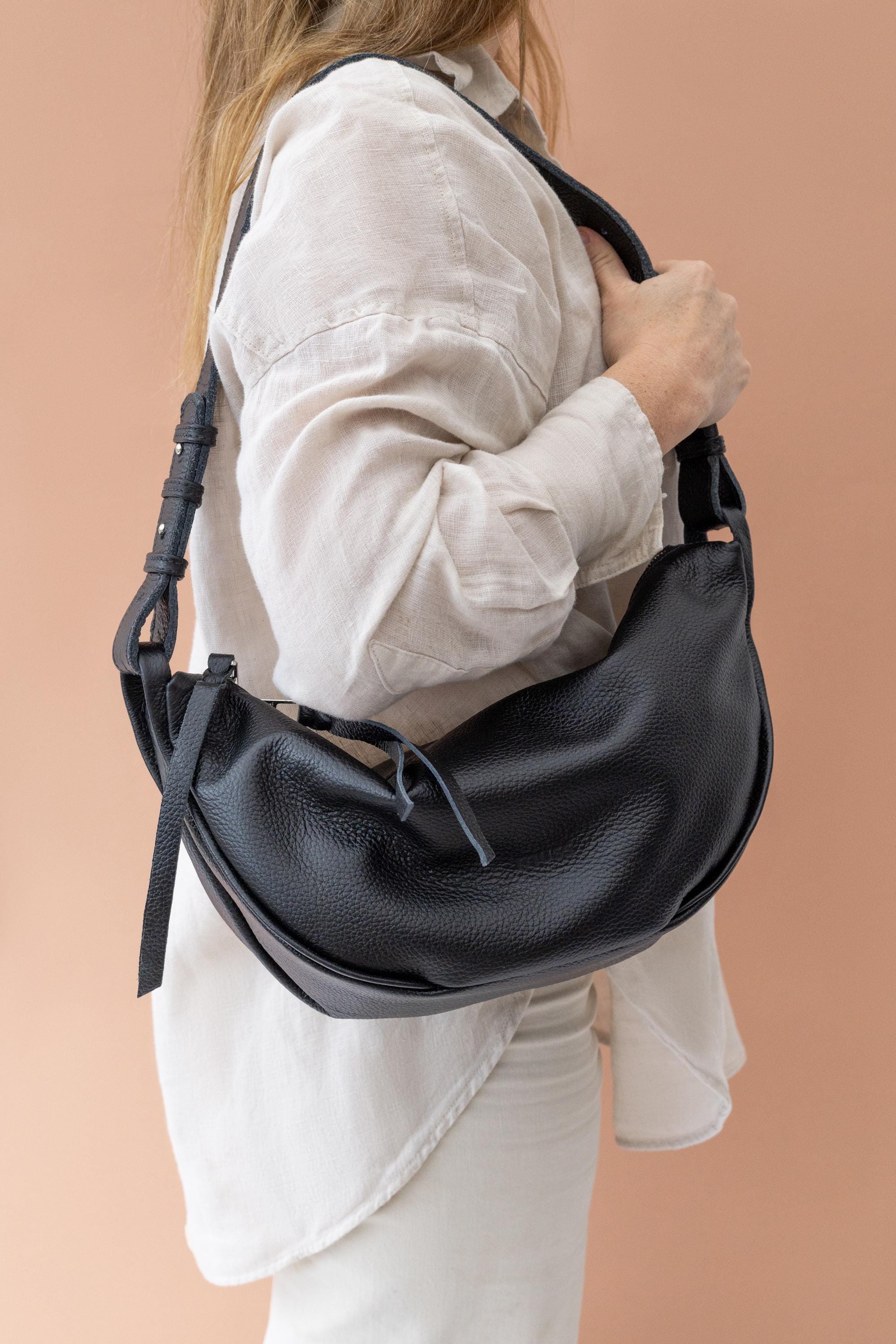 Leather hobo bag Large Slouchy hobo crossbody bag with zipper
