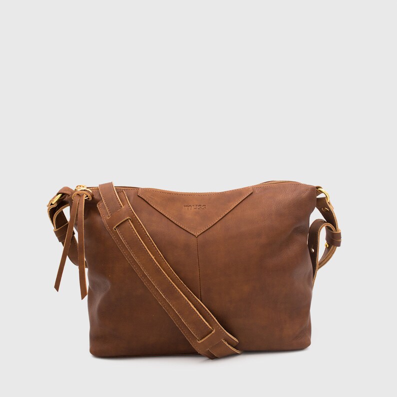 Zipper Leather Crossbody Bag Distressed Leather Satchel Etsy