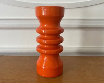 Orange earthenware vase 1970 old French vintage orange earthenware vase