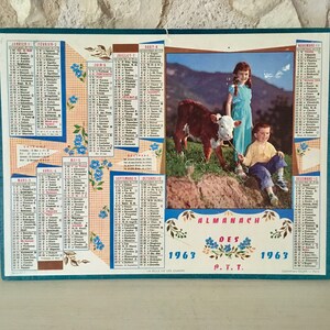 Calendrier Ptt 2023 French Post Calendar Ptt Almanach 1963 Vintage French Postal | Etsy India