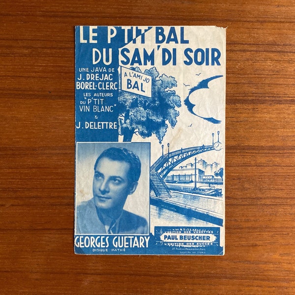 Partition ancienne Georges Guetary Le p'tit bal du sam'di soir French vintage java song
