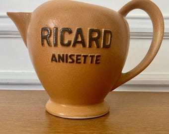 Vintage French ceramic Ricard pitcher/pub earthenware carafe